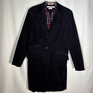 Tommy Hilfiger Y2K classic navy blue corduroy duster dress coat women’s size 14